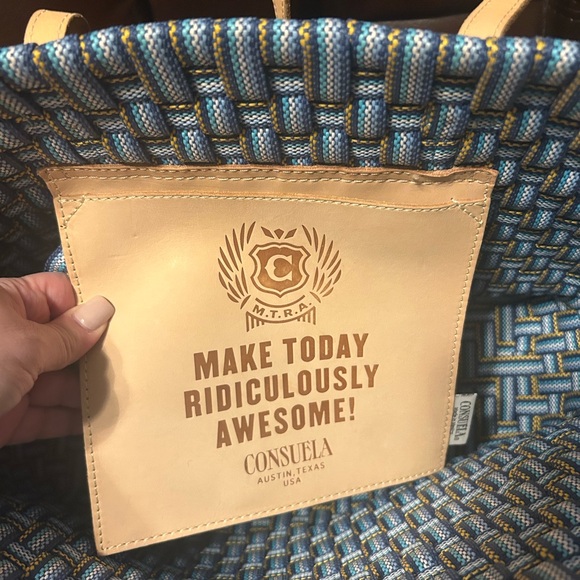 Consuela Medina Blue and Tan Woven Tote Bag - Picture 10 of 10